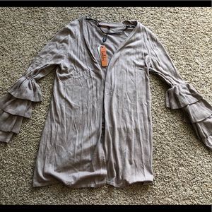 NEW Light Brown Cardigan with ruffle sleeves